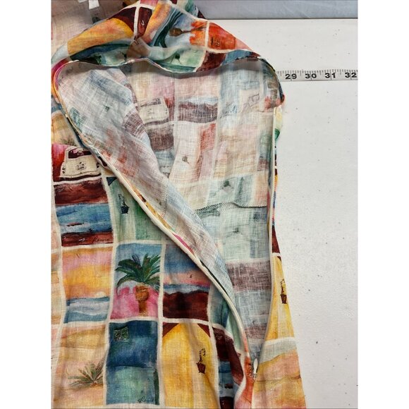 ROAME Raphia V Neck Midi Linen Dress Casablanca Print size 1 US SM - Picture 7 of 12